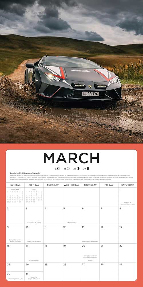 2025 Super Cars Calendar