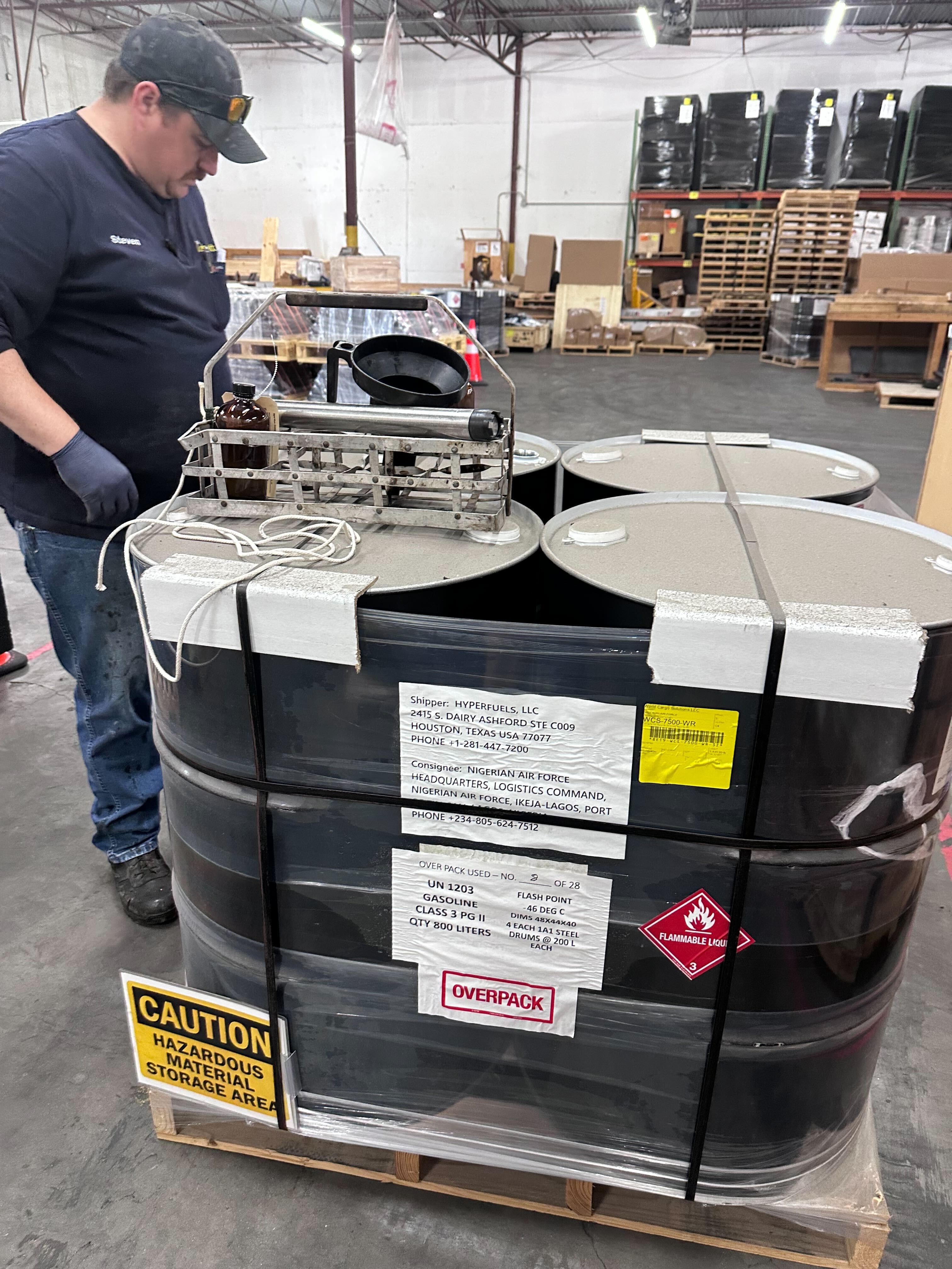 SALE 104 Leaded Gasoline, Steel Drum, 4 Drums on a pallet