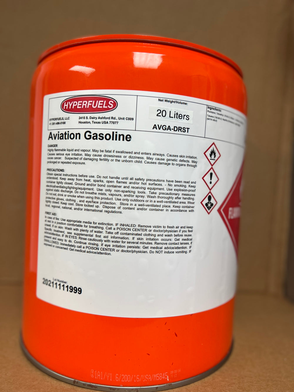 Hyperfuels Avgas 100 Low Lead 104 Octane 5 gal